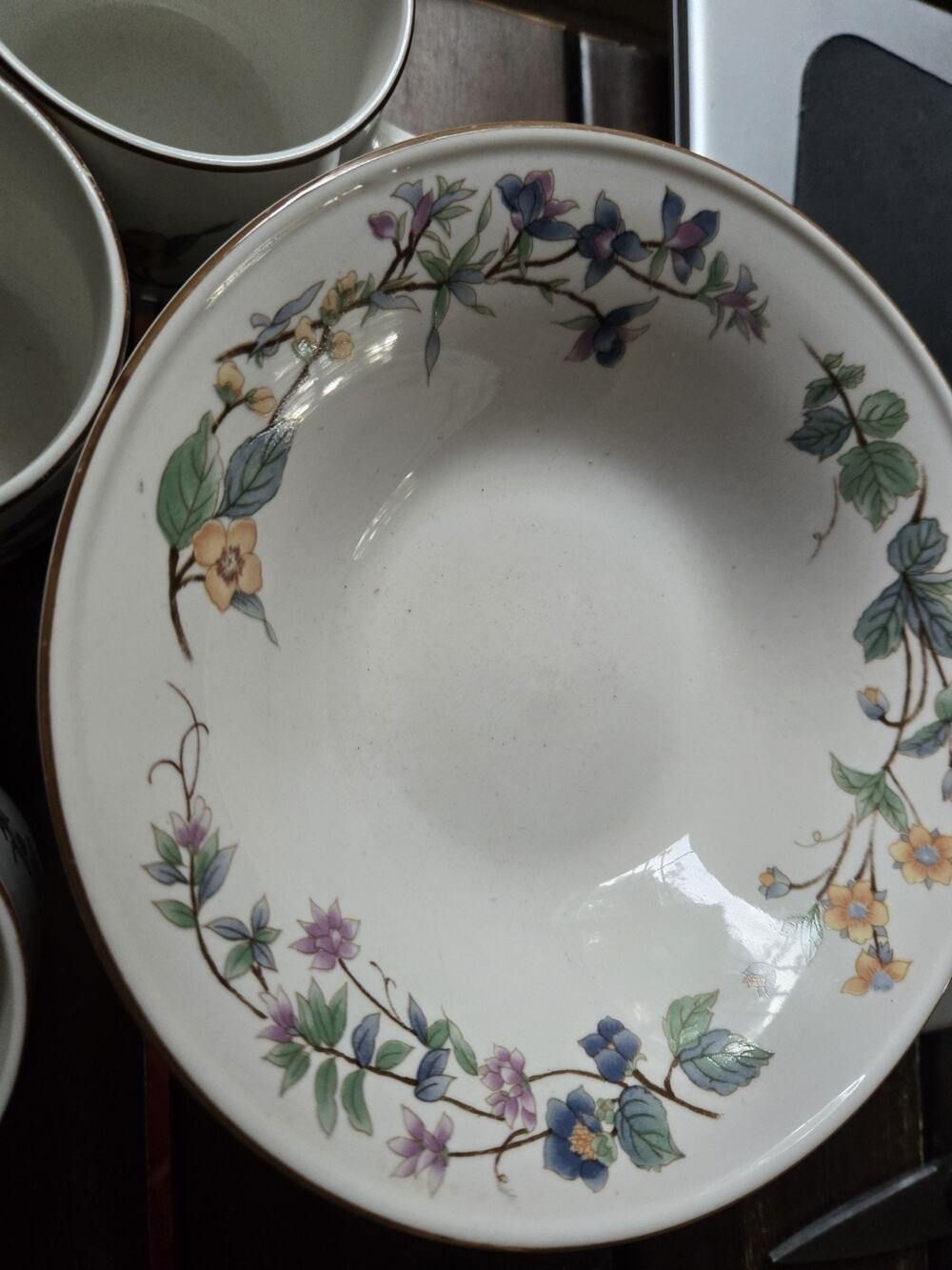 Woodhill by Citation Set of 8 Soup Cereal Bowls Floral China Brown Trim